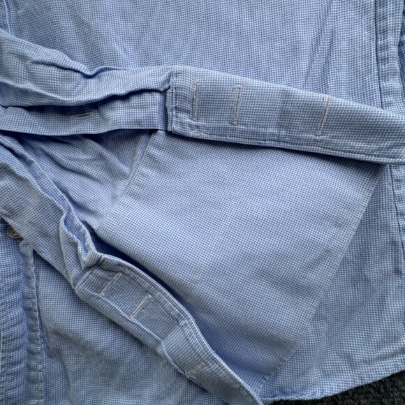 Thomas Pink Long Sleeve Button Up Shirt Men Cotton Blue Check 18 Slim Fit Woven - Picture 10 of 13